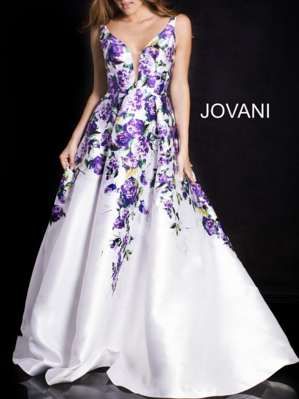 JOVANI WHITE/ FLORAL 60897 SIZE 6 BALLGOWN FORMAL/PROM/HOMECOMING DRESS